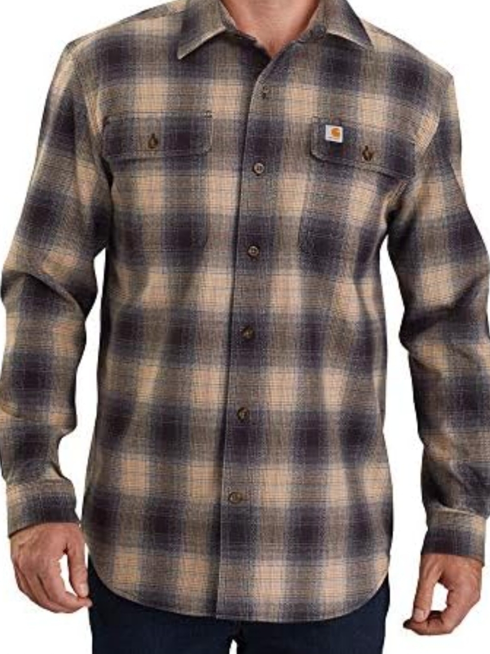 Carhartt Plaid Flannel Shirt in Beige and Black
